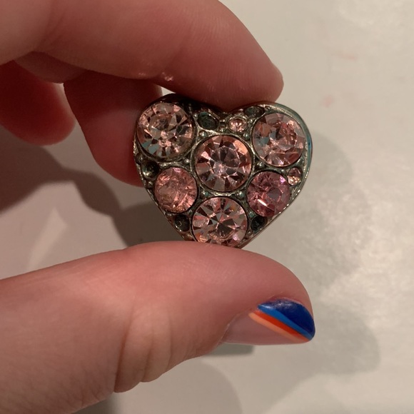 Heart Rhinestoned Clip On Earrings - Picture 3 of 6